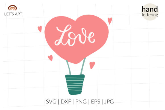 Cute Romantic Hot Air Balloon with Love