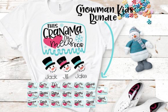 Snowman Grandkids and Kids Bundle: Graphics for Crafts-Driven Branding